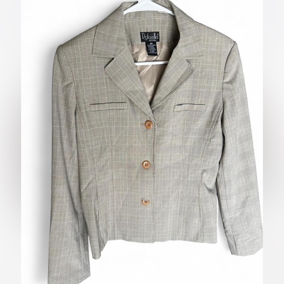 Rafaella Jackets & Blazers - Rafaella Beige Plaid Women's Blazer